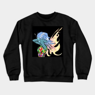 mahou fairy girl ecopop with tattoo pattern art Crewneck Sweatshirt